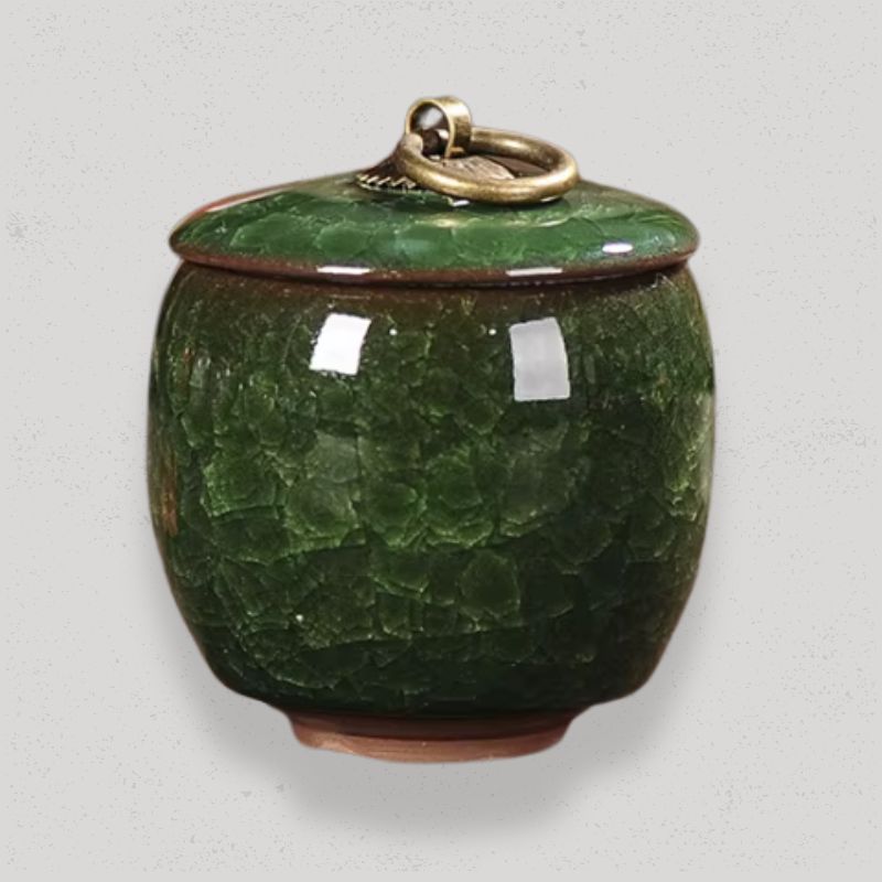 Boîte à Thé Japonaise Céramique | ThéaCyl Vert Foncé