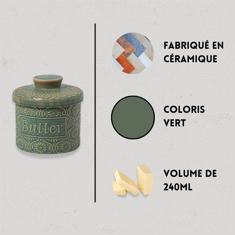 caractéristiques beurrier céramique vintage