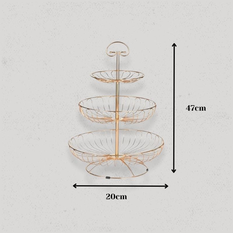 taille corbeille à fruits 3 niveaux doré