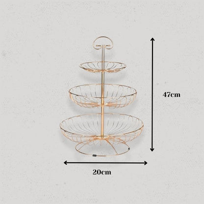 taille corbeille à fruits 3 niveaux doré
