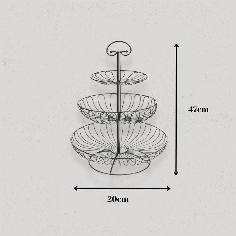taille corbeille à fruits 3 niveaux noir