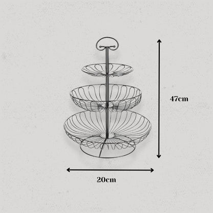 taille corbeille à fruits 3 niveaux noir
