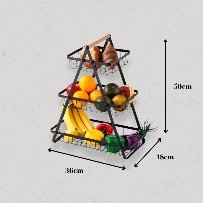 taille corbeille à fruits noir 3 étages